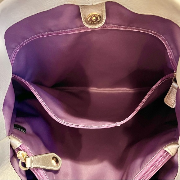 Coach Ashley Cream and Metallic Gold Leather Shoulder Bag - Picture 9 of 14